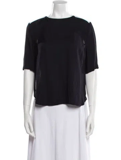 Pre-owned A.l.c Bateau Neckline Short Sleeve Blouse In Blue