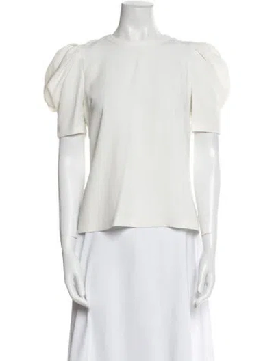 Pre-owned A.l.c Bateau Neckline Short Sleeve Blouse In White