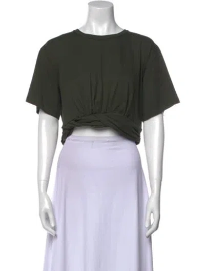 Pre-owned A.l.c Bateau Neckline Short Sleeve Crop Top In Green