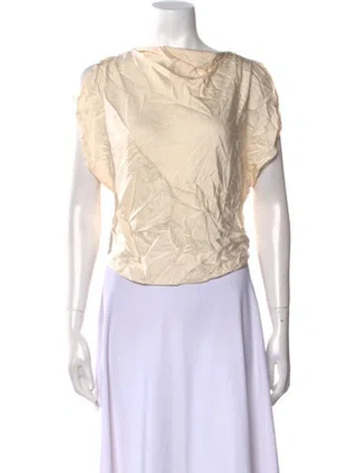 Pre-owned A.l.c Bateau Neckline Short Sleeve Crop Top In Neutral