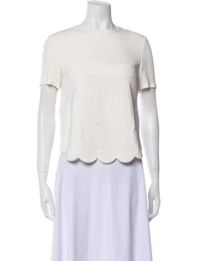 Pre-owned A.l.c Bateau Neckline Short Sleeve Crop Top In Neutral