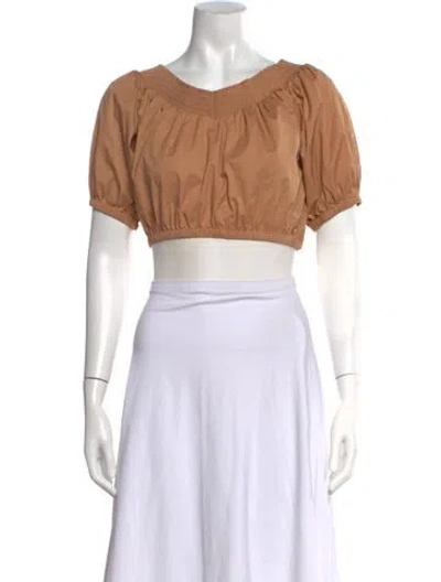 Pre-owned A.l.c Bateau Neckline Short Sleeve Crop Top In Neutral