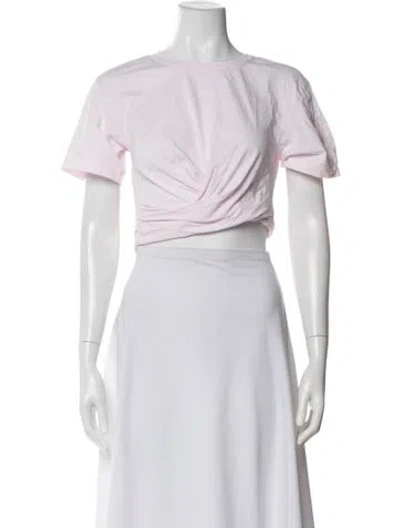 Pre-owned A.l.c Bateau Neckline Short Sleeve Crop Top In Pink