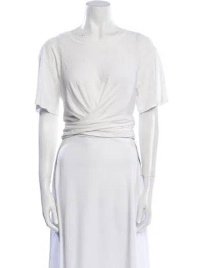 Pre-owned A.l.c Bateau Neckline Short Sleeve Crop Top In White