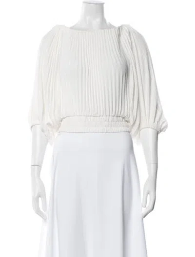 Pre-owned A.l.c Bateau Neckline Short Sleeve Top In White