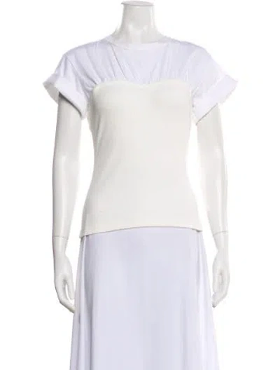 Pre-owned A.l.c Bateau Neckline Short Sleeve T-shirt In White