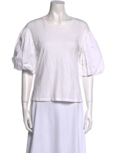 Pre-owned A.l.c Bateau Neckline Short Sleeve T-shirt In White