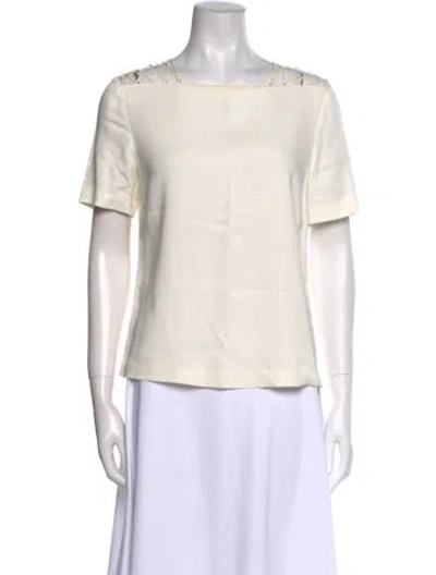 Pre-owned A.l.c Bateau Neckline Short Sleeve T-shirt In White