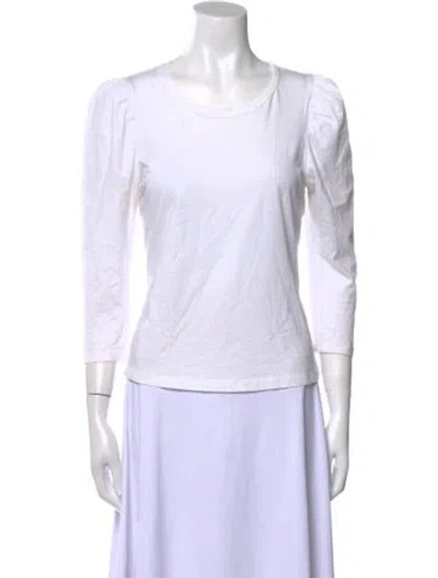 Pre-owned A.l.c Bateau Neckline Three-quarter Sleeve T-shirt In White