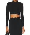 A.l.c Bea Long-sleeve Scallop Crop Top In Black