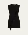 A.l.c Beck Feather-trim Mini Dress In Black