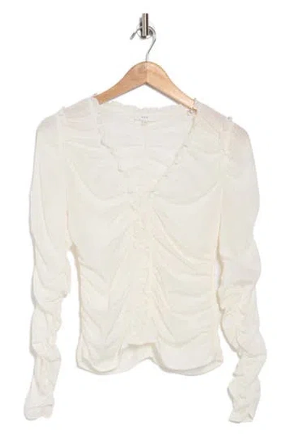 A.l.c . Beckett Shirred Long Sleeve Silk Blend Top In Whisper White