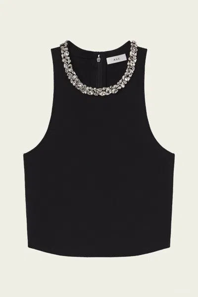 A.l.c Bella Embellished Compact Knit Top In Black