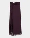 A.l.c Bella Lace-trim Midi Skirt In Burgundy