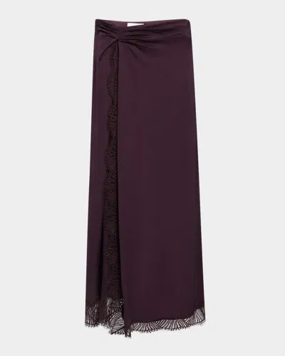 A.l.c Bella Lace-trim Midi Skirt In Burgundy