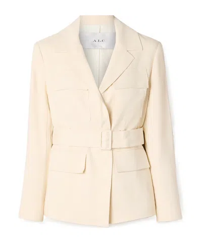 A.l.c Belted Linen-blend Twill Jacket In White