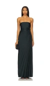A.l.c Bianca Strapless Pleated Maxi Dress In Forest In Dark Green
