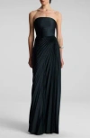 A.l.c . Bianca Pleated Strapless Gown In Forest