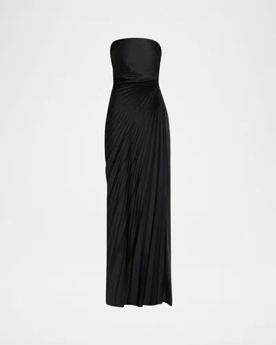A.l.c Bianca Pleated Strapless Gown In Black