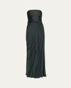 A.l.c . Bianca Pleated Strapless Gown In Forest
