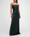 A.l.c . Bianca Pleated Strapless Gown In Forest