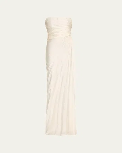A.l.c Bianca Pleated Strapless Gown In Whisper Wh