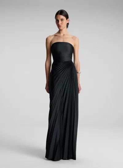 A.l.c Bianca Strapless Pleated Maxi Dress In Black