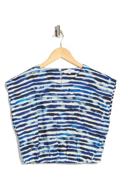 A.l.c . Billie Stripe Linen Blend Crop Top In Blue