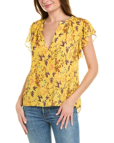 A.l.c . Birds Of Paradise Silk Top In Yellow
