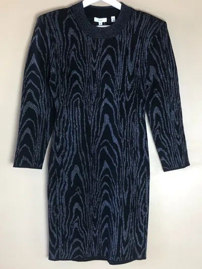 Pre-owned A.l.c . Black And Metallic Silver Zebra Dress Large L