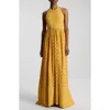 A.l.c Blair Broderie Anglaise Cotton Halterneck Maxi Dress In Butterscotch