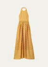 A.l.c Blair Broderie Anglaise Cotton Halterneck Maxi Dress In Butterscot