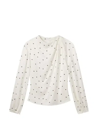 A.l.c Blaire Polka Dot Satin Top In Ivory In White