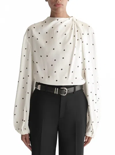 A.l.c Blaire Polka Dot Satin Top In Ivory In Neutral