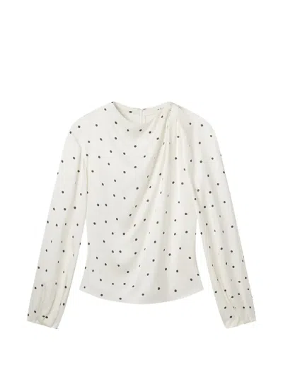 A.l.c Blaire Polka Dot Satin Top In Ivory In White