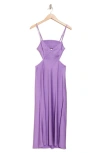 A.l.c Blakely Rumpled Satin Cutout Midi Dress In Amethyst Orchid