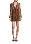 A.l.c Brinkley Tiger Print Vneck Fit & Flare Mini Dress In Brown In Brown