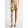 A.l.c . Brody Asymmetric Pleat Front Stretch Cotton Shorts