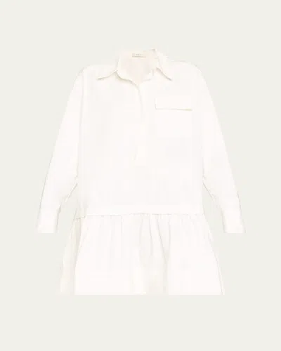 A.l.c Brooke Long-sleeve Drop-waist Mini Dress In White
