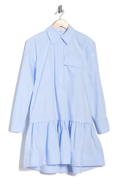 A.l.c . Brooke Long Sleeve Ruffle Cotton Shirtdress In Blue
