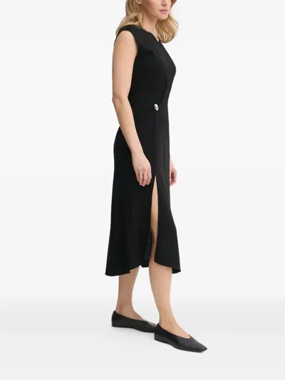 A.l.c Button-detail Midi Dress In Black