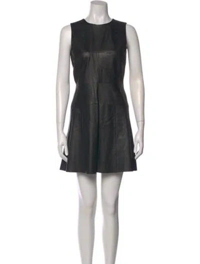 Pre-owned A.l.c Calf Leather Mini Dress In Black