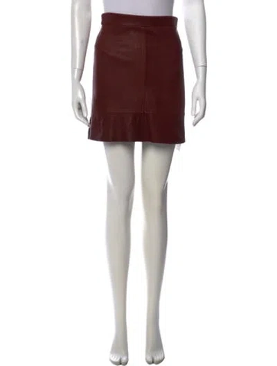 Pre-owned A.l.c Calf Leather Mini Skirt In Brown