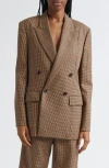 A.l.c . Calla Houndstooth Wool Double Breasted Blazer In Brown