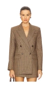 A.l.c . Calla Houndstooth Wool Double Breasted Blazer In Brown
