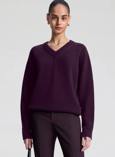 A.l.c Calven Cashmere V Neck Sweater In Purple