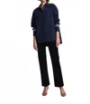 A.l.c Calvin Crystal Embellished Long Sleeve Shirt In Navy In Blue