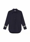 A.l.c Calvin Crystal Embellished Long Sleeve Shirt In Navy In Blue