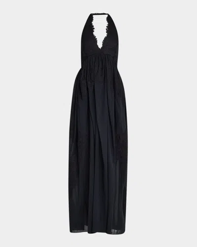 A.l.c Cambrie Lace Halter Maxi Dress In Black