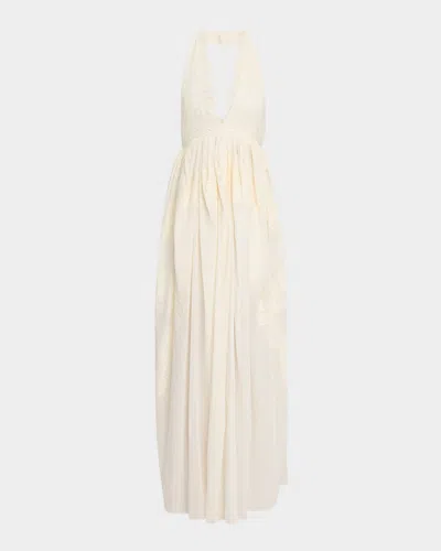 A.l.c Cambrie Lace Halter Maxi Dress In Neutral